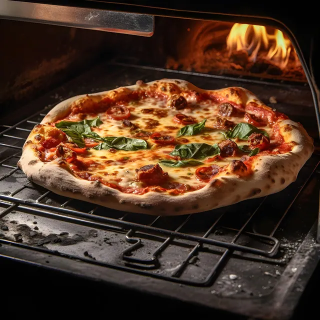 pizza, italian, cake, pepperoni, hot, dish, cook, lunch, dinner, breakfast, meal, restaurant, food, cheese, mozzarella, bake, fire, basil, tomatoes, sauce, tomato sauce, ham, mushr