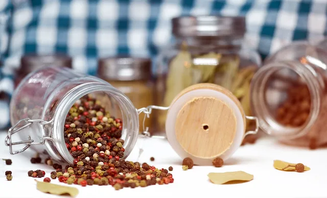 pepper, beans, spice, jar, ingredient, colors, food, glass, culinary, cooking, colorful, container, flavor, natural, seasoning, dry, seed, dried, kitchen, grain. Specialty seasoning ideas: pairing ideas that work