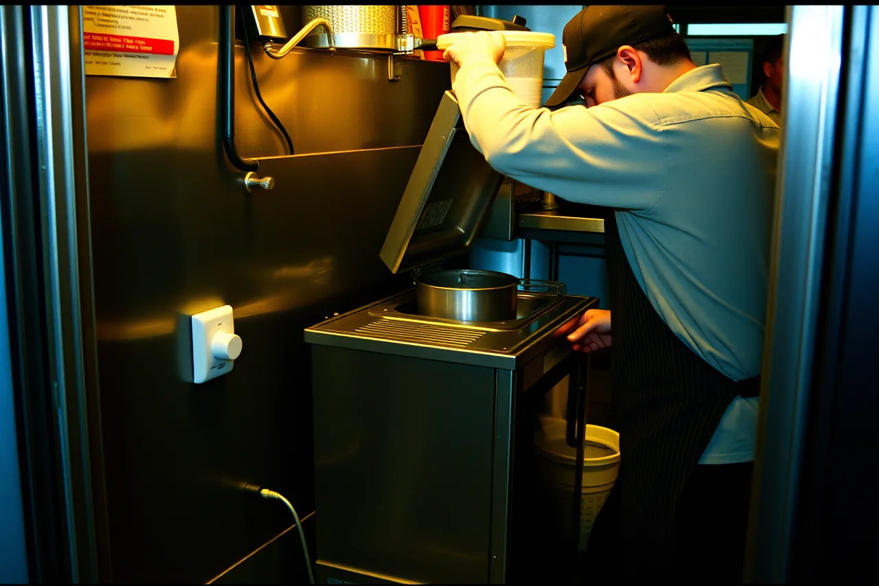 Bartender loading a countertop sauce machine in a cramped bar prep station (How a bar actually buys sauce equipment: footprint, training and financing)