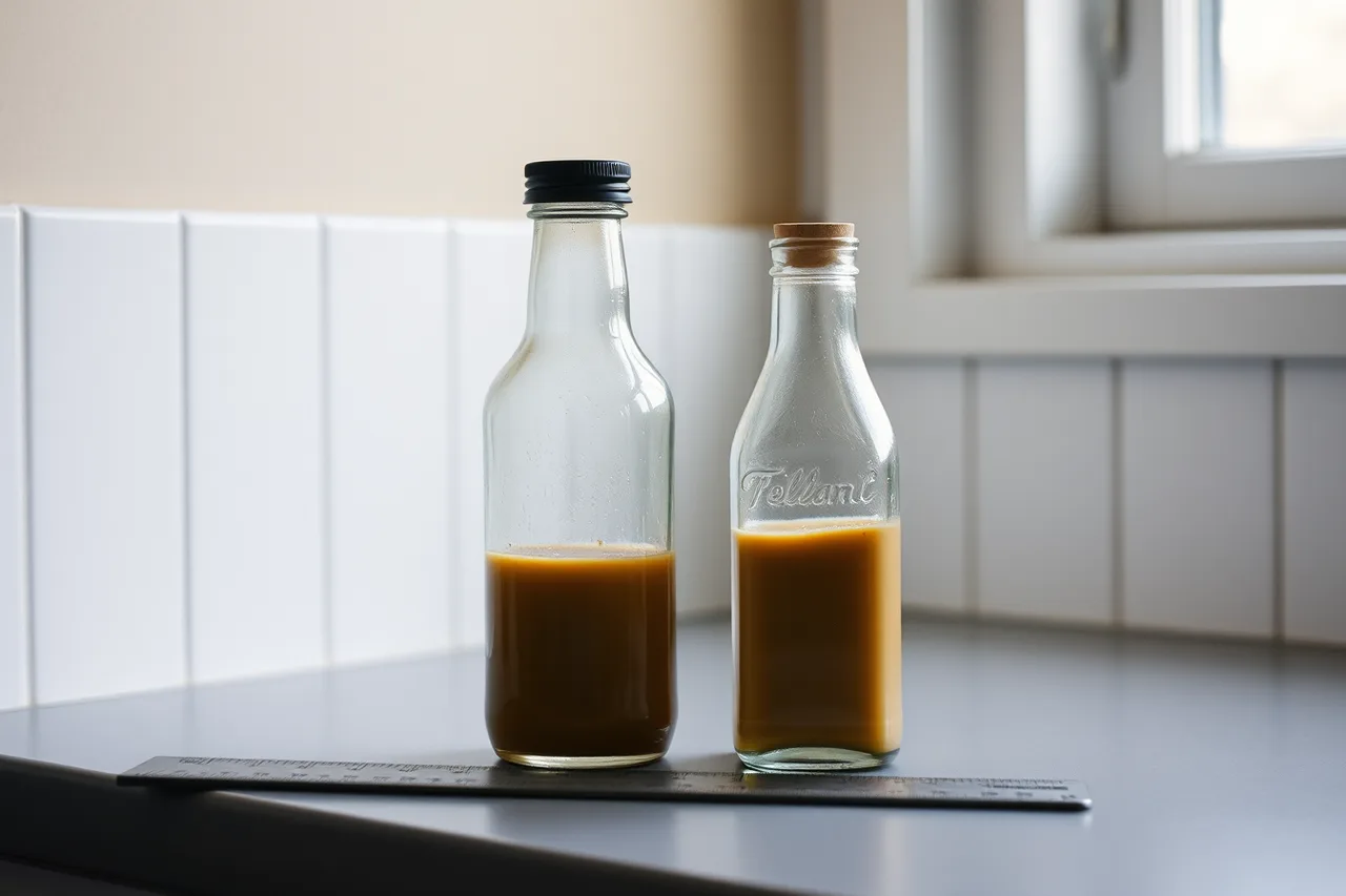 Shelf-sized and sample-sized condiment bottles side by side for scale (Subscription boxes featuring artisan condiments for the careful reader as of 2027)